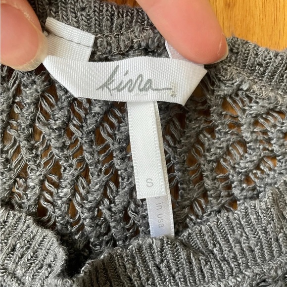 Womens Kirra PacSun Grey Open Knit Asymmetrical 3/4 Sleeve Sweater Shirt Size S - Picture 7 of 7